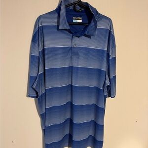 PGA Tour Blue and White Striped Polo Shirt